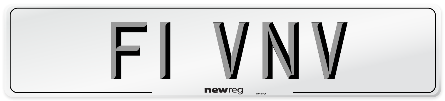 F1 VNV Number Plate from New Reg